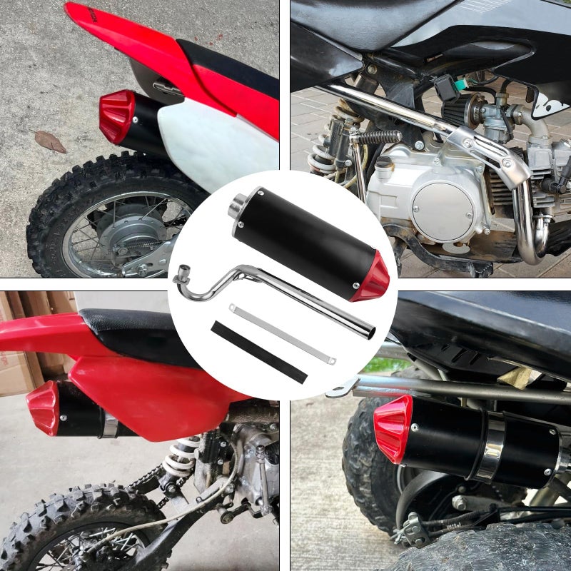 FLYPIG 28mm Dirt Bike Exhaust Muffler Pipe Silencer for XR50 CRF50 50cc 70cc 90cc 110cc 125cc SSR110 SSR125 TRX90 CRF70 XL70 Taotao DB14 DB10 Roketa Coolster TTR Pit Bike Muffler Motorcycle Exhaust - Image 3